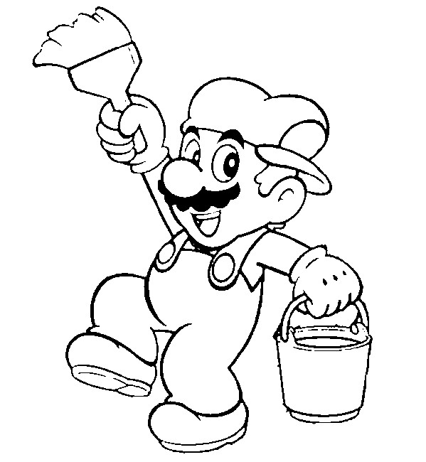Online coloring book: Mario coloring book with brush and paint
